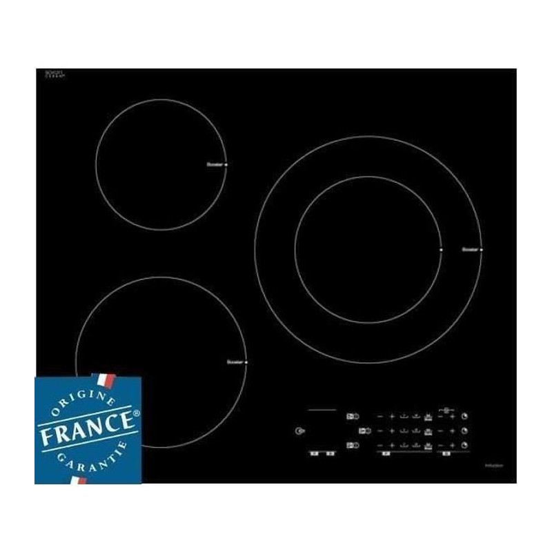 Table de cuisson induction - SAUTER - 3 zones - 7200 W - L60 x P52 cm - Revetement verre - Noir - SPI6300