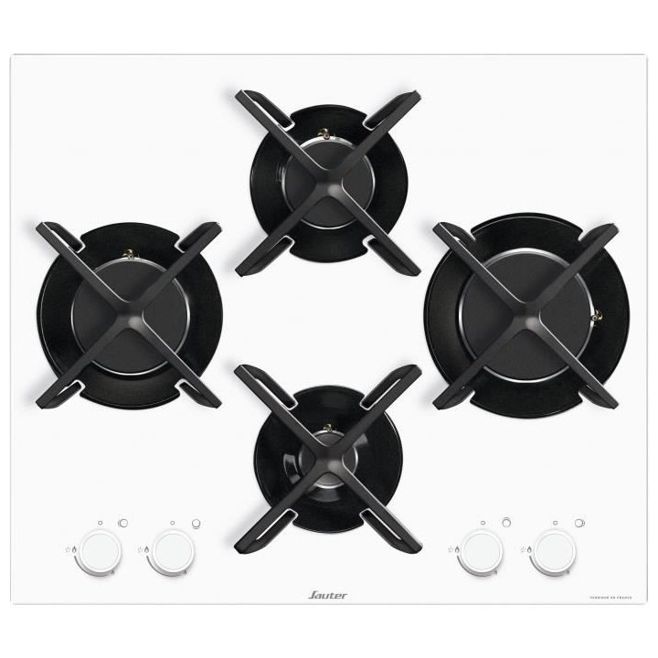SAUTER SPG9465W - Table de cuisson gaz - 4 foyers - 60 cm - Verre trem