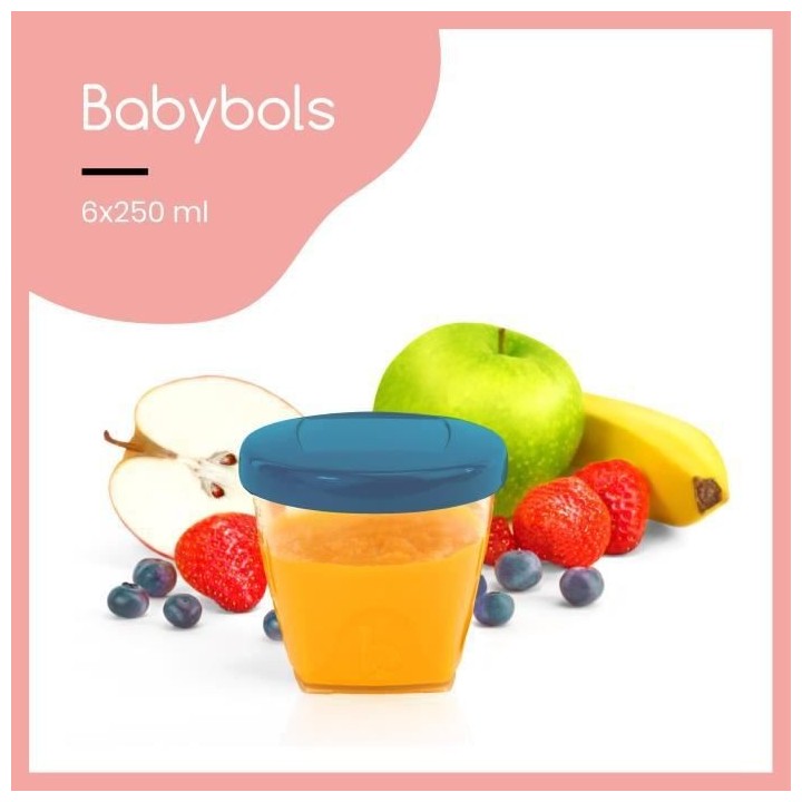 BABYMOOV Babybols Kit L - 6 x 250 ml - Pots de conservation hermétiqu