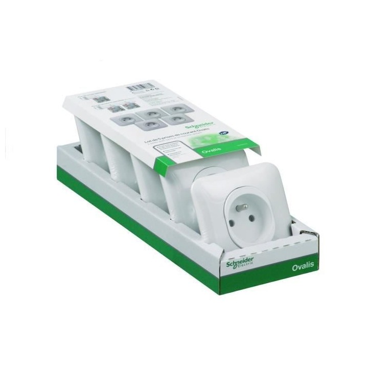 SCHNEIDER ELECTRIC Lot de 5 prises de courant 2P+T Ovalis