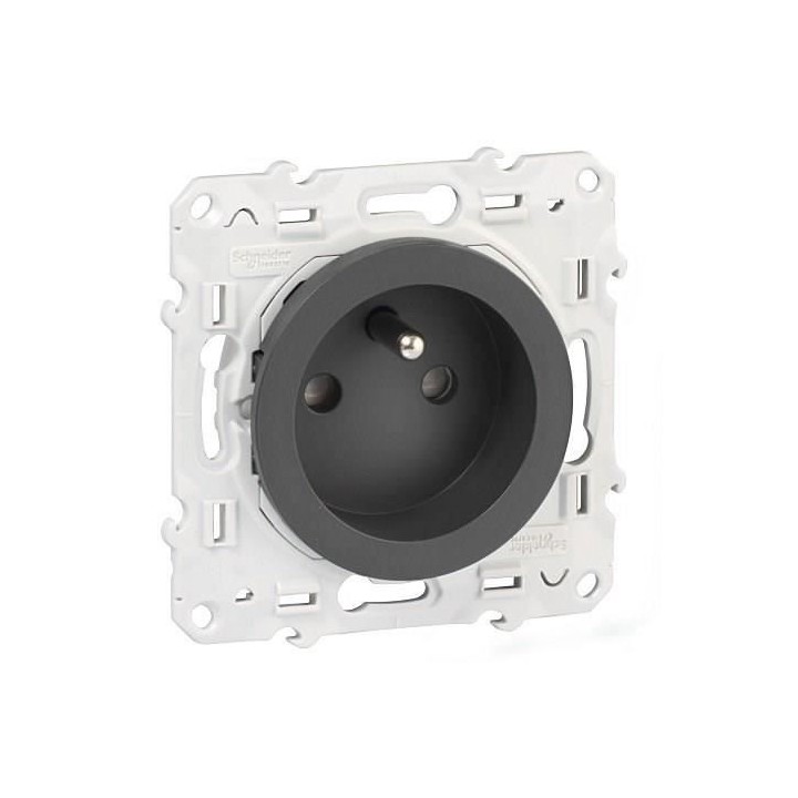 SCHNEIDER ELECTRIC Prise de courant 2 pôles + terre Odace anthracite