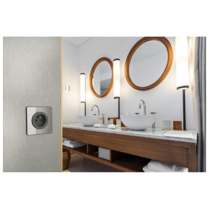 SCHNEIDER ELECTRIC Prise de courant 2 pôles + terre Odace anthracite