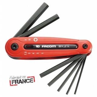 Jeu de 7 Clés Mâles 6 pans sur monture Canif FACOM - 86H.JE7APB (Jeu