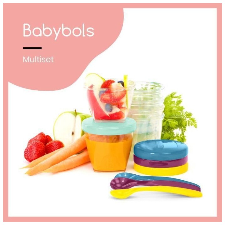 BABYMOOV Babybols Kit XXL MultiSet 12 pots de conservation + 3 cuiller