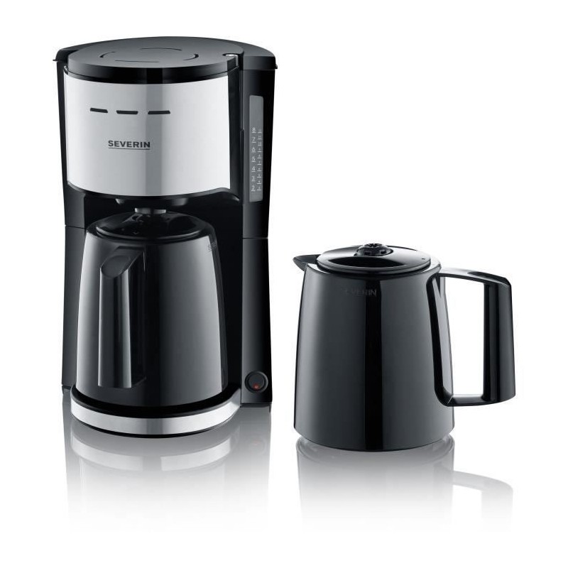 SEVERIN KA9253 Cafetiere filtre isotherme - Noir et inox - 1000 W - 2 X 1L - Jusqu'a 8 tasses par verseuse