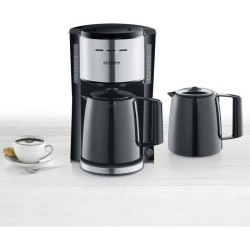 SEVERIN KA9253 Cafetiere filtre isotherme - Noir et inox - 1000 W - 2 X 1L - Jusqu'a 8 tasses par verseuse