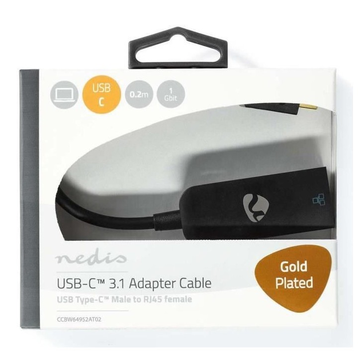 NEDIS Câble adaptateur USB-C Mâle - RJ45 Femelle 1 Gbit 0,2 m - Anth