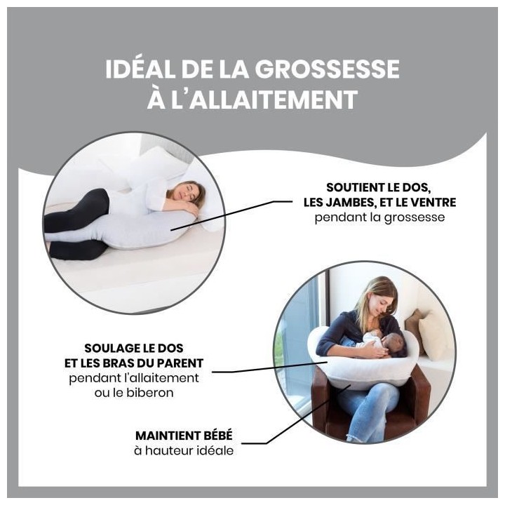 BABYMOOV Coussin de maternité Doomoo Classic grey