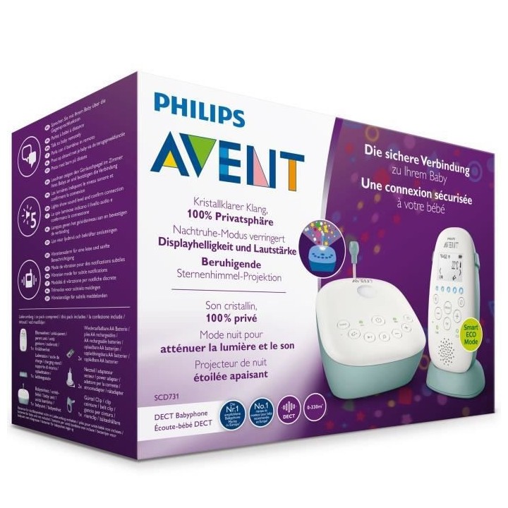 PHILIPS AVENT SCD731/26 - Ecoute bébé connecté - Connexion sécuris