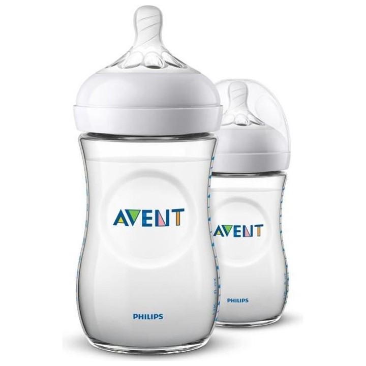 PHILIPS AVENT SCF033/27 Lot de 2 Biberons Natural - 260 ml - débit le