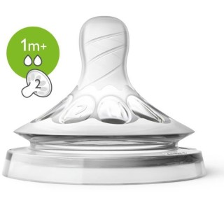 PHILIPS AVENT SCF042/27 Lot de 2 tétines Natural Silicone Débit Lent