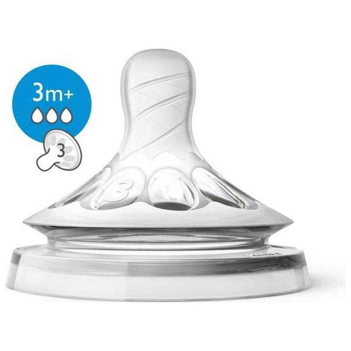 PHILIPS AVENT SCF043/27 Lot de 2 tétines Natural Silicone Débit Moye