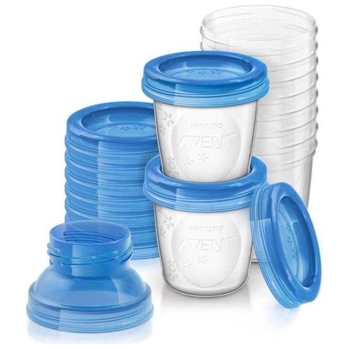 PHILIPS AVENT SCF618/10 Lot de Pots de Conservation Lait Maternel Réu