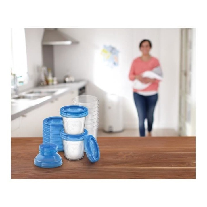 PHILIPS AVENT SCF618/10 Lot de Pots de Conservation Lait Maternel Réu