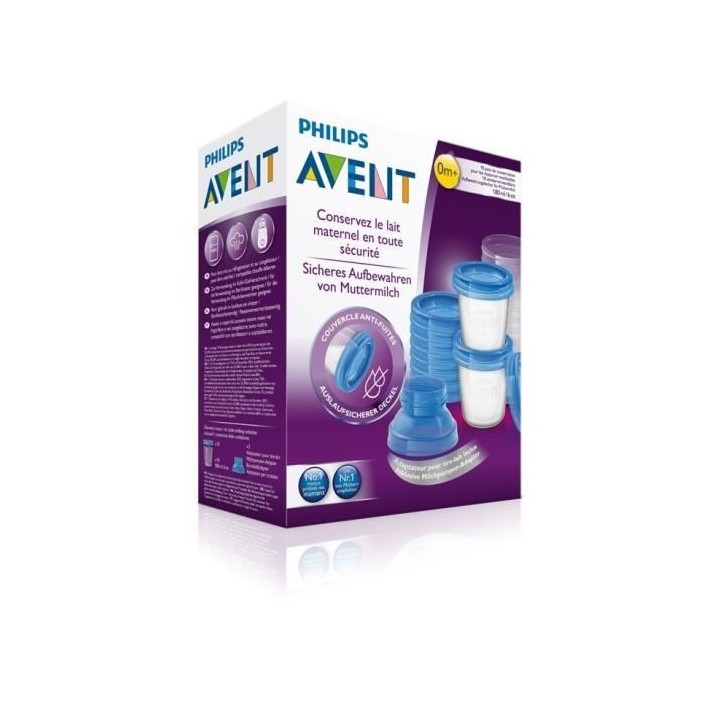 PHILIPS AVENT SCF618/10 Lot de Pots de Conservation Lait Maternel Réu