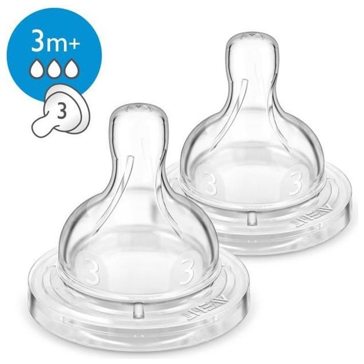 PHILIPS AVENT SCF633/27 Lot de 2 tétines Natural - 3 mois et + - Déb
