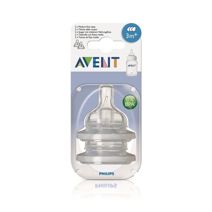 PHILIPS AVENT SCF633/27 Lot de 2 tétines Natural - 3 mois et + - Déb