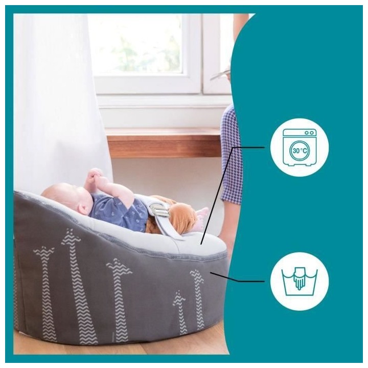 BABYMOOV Doomoo Nid - Transat bébé - Pouf Evolutif & Multifonctions