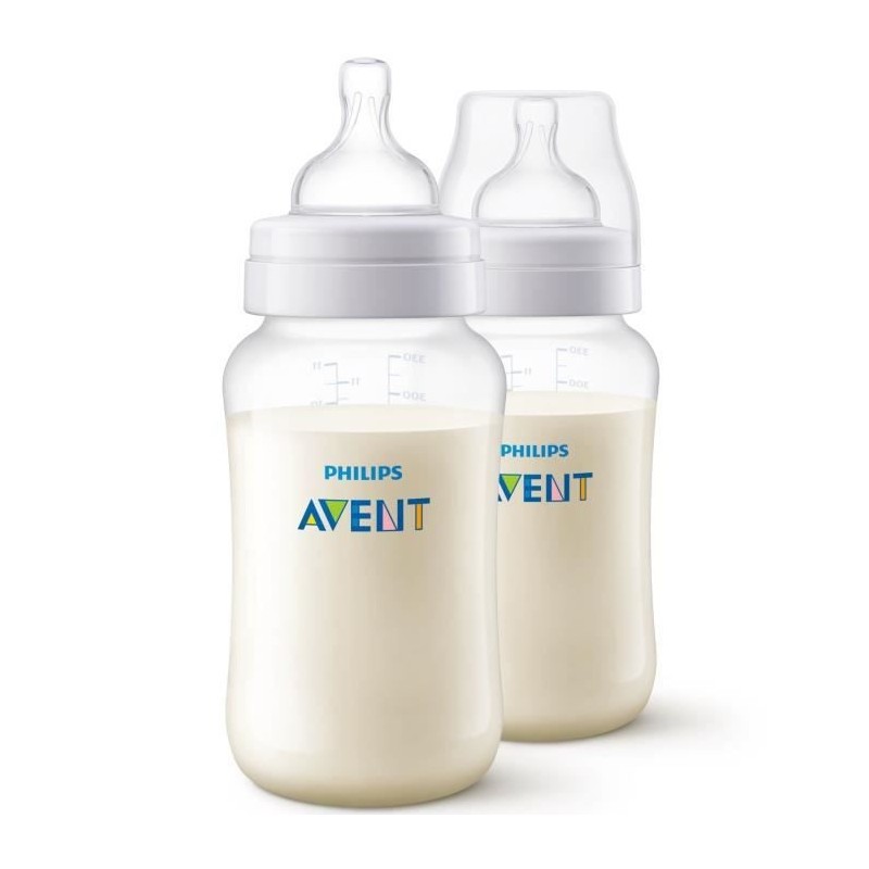 PHILIPS AVENT SCF816/27 Lot de 2 biberons Anti-Colic - 3 mois et+ - 330ml - débit moyen