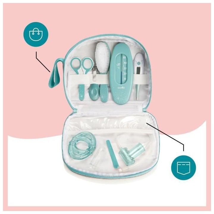 Babymoov Trousse de soin pour bébé, 9 Accessoires, avec Thermometre