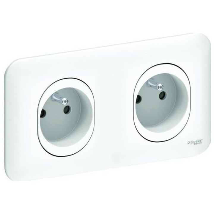 SCHNEIDER ELECTRIC Double prise de courant 2P+T pré-câblée avec éc