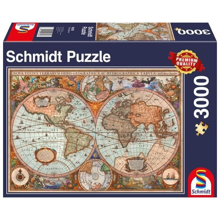 Puzzle Mappemonde antique, 3000 pcs