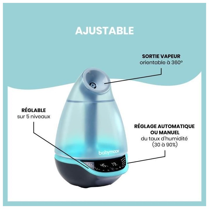 Babymoov Hygro(+) – Humidificateur d'air, 22h d'Autonomie, Silencieu