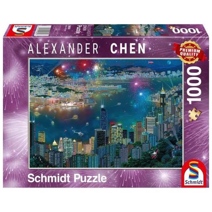 Puzzle Feu d'artifice sur Hong Kong, 1000 pcs