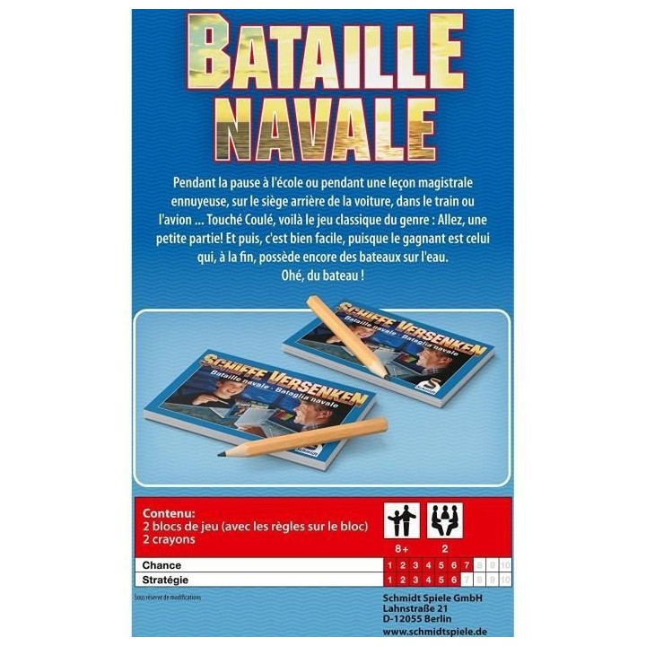 Bataille navale - Jeu de poche - SCHMIDT AND SPIELE