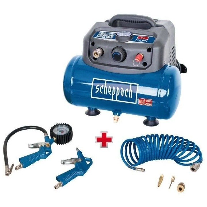 Compresseur d'air horizontal Scheppach HC06 - 6L - 1200 W - 8 bars (Li