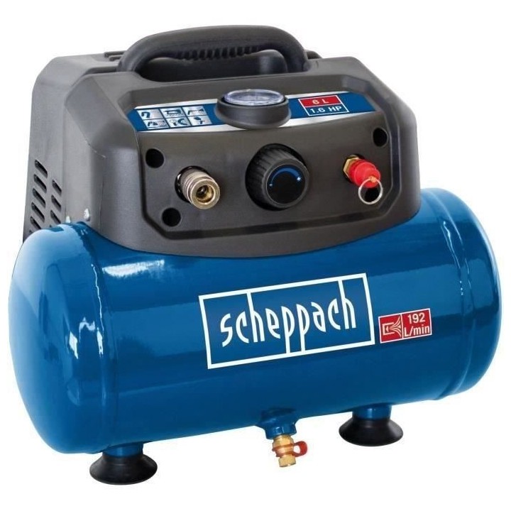 Compresseur d'air horizontal Scheppach HC06 - 6L - 1200 W - 8 bars (Li