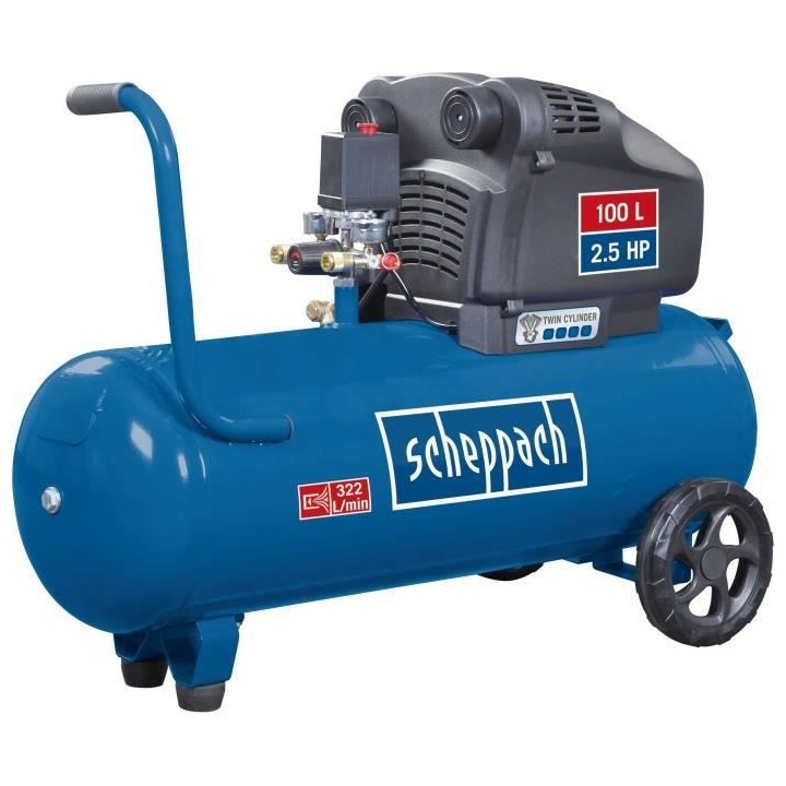 Compresseur d'air horizontal a double cylindres Scheppach HC105DC - 10