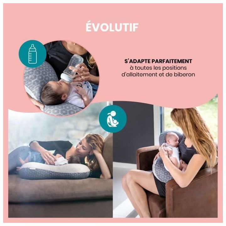 Babymoov Coussin d'allaitement Mum&b Dotwork Compact et Ergonomique