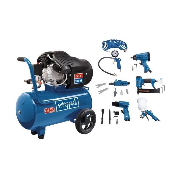 Compresseur d'air horizontal a double cylindres SCHEPPACH HC55DC - 50L