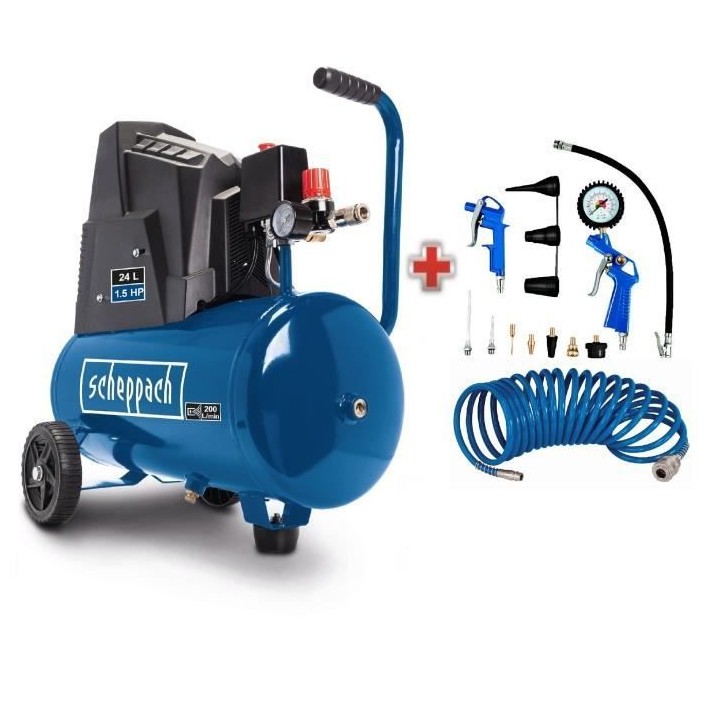Compresseur d'air horizontal Scheppach HC30o - 24L - 110 W - 8 bars (L