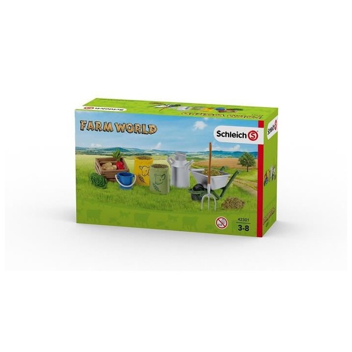 Schleich Figurine 42301 - Animal de la ferme - Nourrissage des animaux