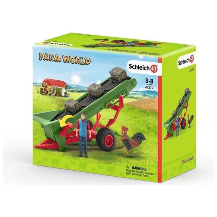 Schleich Figurine 42377 - Animal de la ferme - Bande transporteuse de