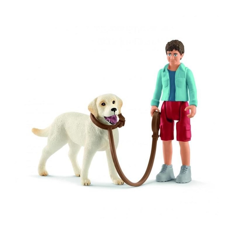 SCHLEICH - Figurine Promenade avec labrador retriever