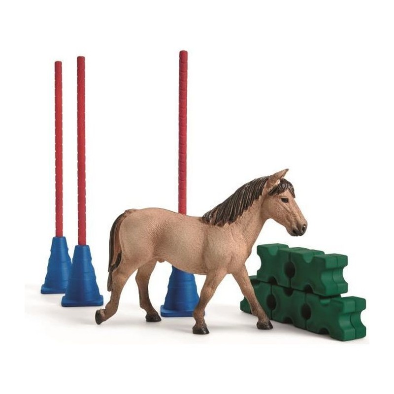 SCHLEICH Figurine 42483 - Slalom pour Poney - Animal de la ferme