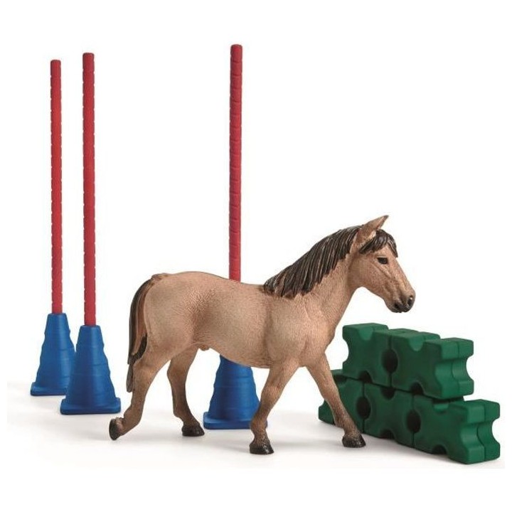 SCHLEICH Figurine 42483 - Slalom pour Poney - Animal de la ferme