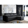 Canapé d'angle convertible 3 places JAMES - Simili noir et tissu gris anthracite - Contemporain - L 230 x P 142 cm