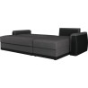 Canapé d'angle convertible 3 places JAMES - Simili noir et tissu gris anthracite - Contemporain - L 230 x P 142 cm