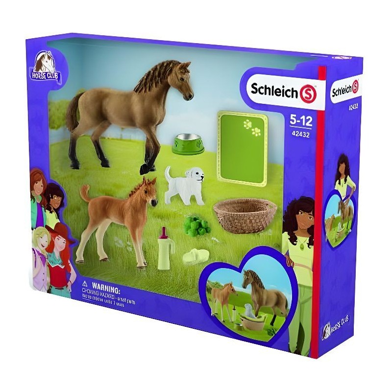 SCHLEICH - Figurine 42432 Les soins pour bébé animaux d'Horse Club Sarah