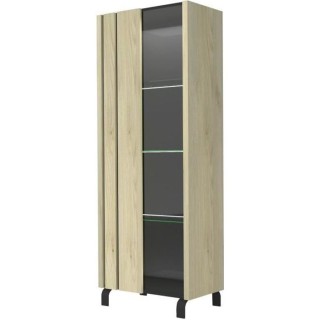 Vitrine 1 porte - Décor chene - L 73 x P 40 x H 183 cm - RUSH