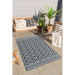 Tapis Tropique réversible - Scoobi 112 - Noir - 100% polypropylene - 120 x 180 cm - Extérieur - NAZAR