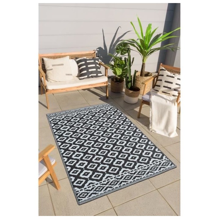 Tapis Tropique réversible - Scoobi 112 - Noir - 100% polypropylene -