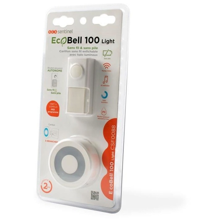 SCS SENTINEL Carillon - EcoBell 100 Light - Sans fil - Sans pile avec