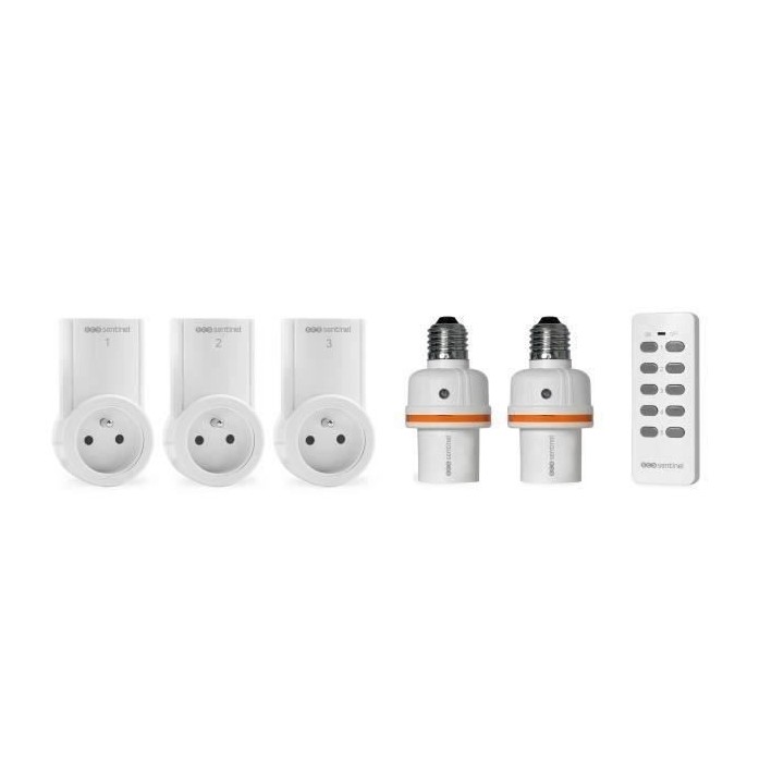 SCS SENTINEL Kit domotique télécommandé : 3 prises, 2 douilles et 1