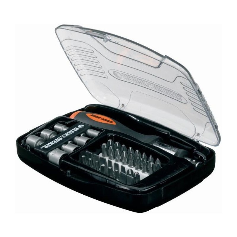 Kit de Tournevis a Cliquet avec accessoires (40 pieces) BLACK+DECKER - A7062-XJ