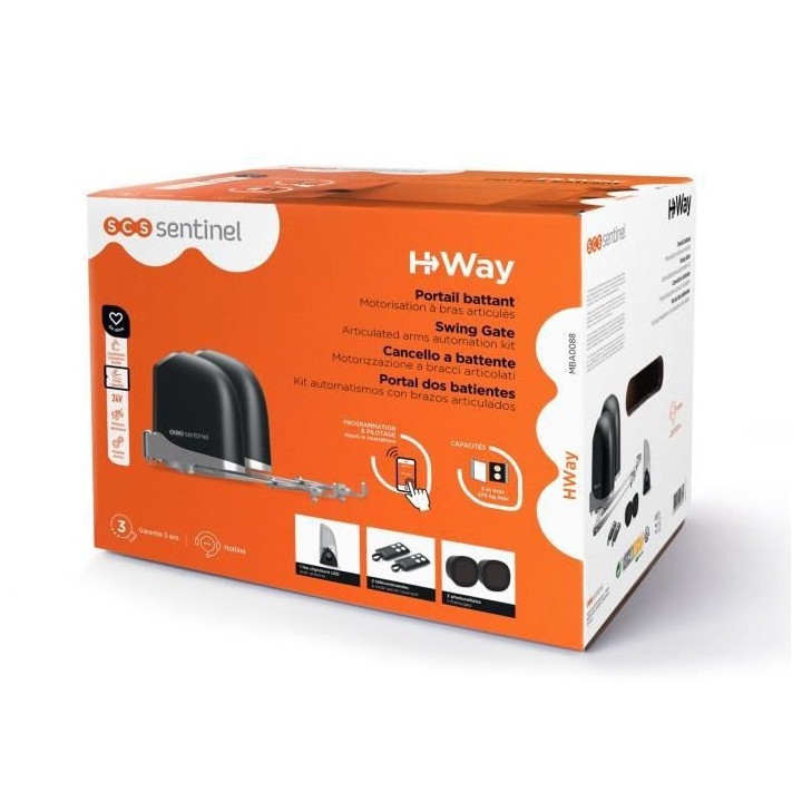 Motorisation connectée Hway a bras articulés pour portail battant 6m